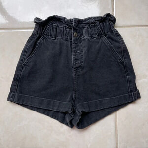 Topshop black denim mini shorts high waisted